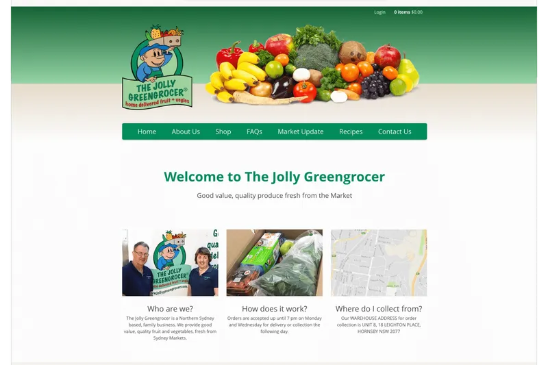 The Jolly Greengrocer — homepage design showcasing fresh produce